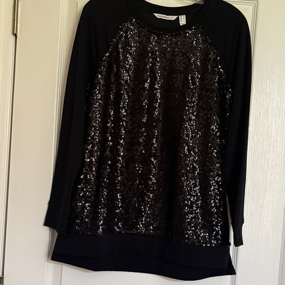 Isaac Mizrahi Black Sequin long sleeve M - Picture 6 of 7
